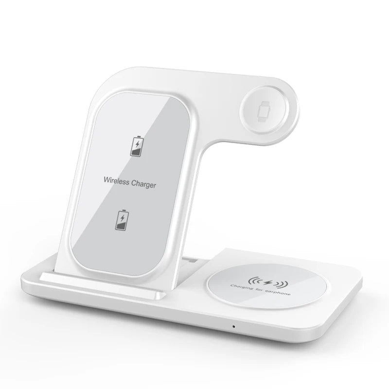 Elevate Your Charging Game: 3-in-1 Wireless Charging Stand for iPhone 15/14/13/12/X Max, Apple Watch Series 8/7/SE, and AirPods Pro - Foldable and Fast!