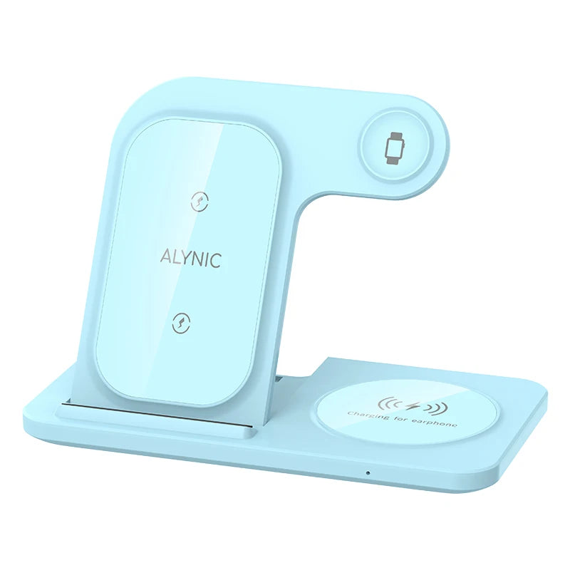 Elevate Your Charging Game: 3-in-1 Wireless Charging Stand for iPhone 15/14/13/12/X Max, Apple Watch Series 8/7/SE, and AirPods Pro - Foldable and Fast!