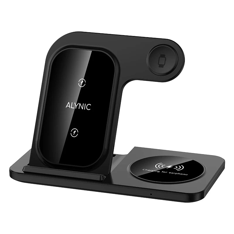 Elevate Your Charging Game: 3-in-1 Wireless Charging Stand for iPhone 15/14/13/12/X Max, Apple Watch Series 8/7/SE, and AirPods Pro - Foldable and Fast!