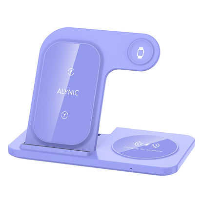 Elevate Your Charging Game: 3-in-1 Wireless Charging Stand for iPhone 15/14/13/12/X Max, Apple Watch Series 8/7/SE, and AirPods Pro - Foldable and Fast!
