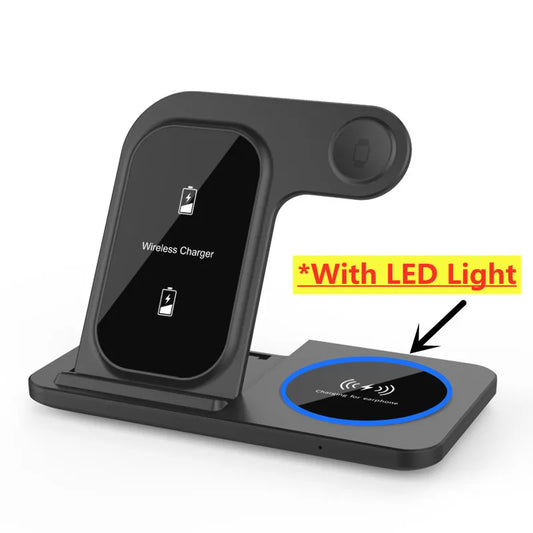 Elevate Your Charging Game: 3-in-1 Wireless Charging Stand for iPhone 15/14/13/12/X Max, Apple Watch Series 8/7/SE, and AirPods Pro - Foldable and Fast!