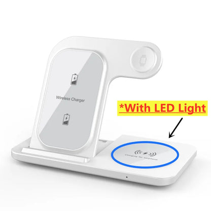 Elevate Your Charging Game: 3-in-1 Wireless Charging Stand for iPhone 15/14/13/12/X Max, Apple Watch Series 8/7/SE, and AirPods Pro - Foldable and Fast!