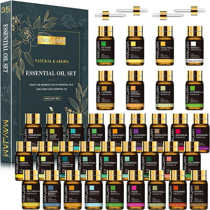 35X5Ml Essential Oils Set, Pure Natural Essential Oils for Diffusers, Humidifiers, Massages, Aromatherapy, Candle Making, Skin & Hair Care